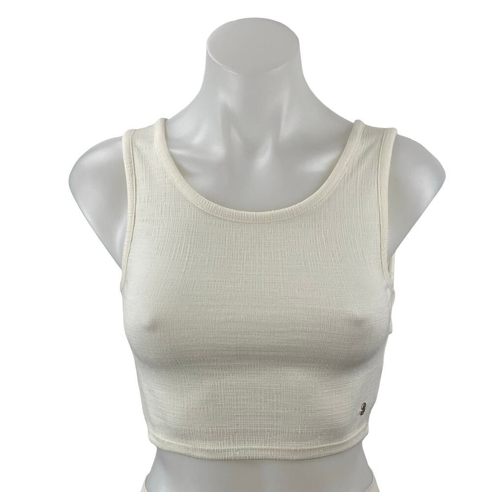 Roxy Women's Cream Sleeveless Textured Yoga Workout Athletic Crop Top Size XS